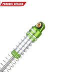 Close-up of Lengthened Fifty Nine Millimeter Aluminum Oil Filled RC Shock Absorber Upgrade With Three Spring Options for 1/18 scale