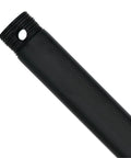 Built Tough 12 Inch Threaded Ceiling Fan Downrod In Matte Black One Inch Outer Diameter heavy gauge steel extension rod close-up.
