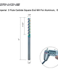 JIANXING square-end carbide end mill, 1/4 in shank, 3-flute, DLC-coated, 4 in overall length, front view.