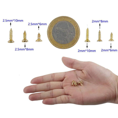 Gold Finish 1200Pcs Tiny Phillips Flat Head Self Tapping Screws Set For Cabinets Electronics DIY Micro Woodworking Dope Six Sizes