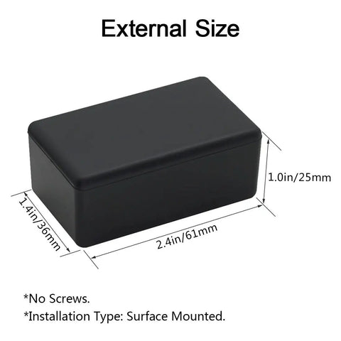 Slick Abs Project Box 10 Pack Built Tough Heavy Duty Electrical Enclosure, black junction case, 2.4x1.4x1 inch dimensions.