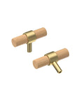 Beech Wood Drawer Pulls 10 Pack Gold Finish Cabinet Handles and Knobs for Kitchen Living Room Bedroom Furniture