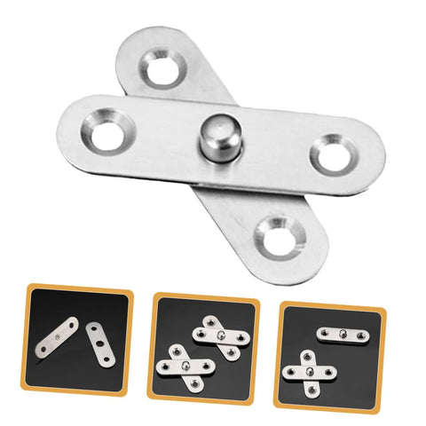 Heavy Duty Stainless Steel Concealed Pivot Hinges 360 Degree Rotation Self Closing Hidden Door Hinge System For Wardrobe Cabinets Bookcases And More 10 Pack Fondotin, shown in polished silver finish, with multiple installation views.