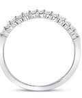 Premium 14k White Gold Round Diamond Wedding Band Ring For Women With A Clean Machine Set Look from the side angle.