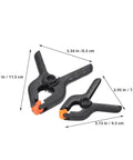 Cool 20 Piece Plastic Spring Clamp Kit For Woodworking And DIY Projects, Lightweight Durable Clips Perfect For Balloon Arches Backdrop Fastening And Crafts, black plastic clamp sizes shown