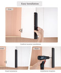 Step-by-step installation of Edge Black Finger Pulls for Cabinets Concealed Back Mount Drawer Handles on white cabinet.