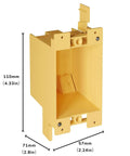 Single Gang Electrical Outlet Box 14 Cu Inch Junction Box Old Work Retrofit Kit Heavy Duty Pvc with secure cable clamps side view