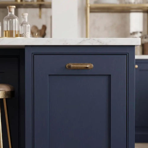 Antique Brass Cabinet Pulls With Backplates Set Of 2 3 Inch Hole Centers Vintage Inspired Drawer Handles For Kitchen Cabinets Bathroom Vanities And Dressers Zinc Alloy Hardware With Classic Farmhouse Vibe on blue cabinet