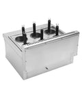 Commercial Stainless Steel Six Hole Gas Pasta Cooker With Hose Low Pressure Valve And Mesh Filters Straight Up Solid Noodle Boiler dumpling prep tank with five wire baskets.