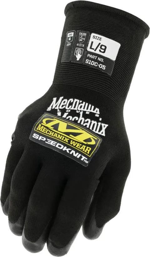 SpeedKnit S1DC05 Coated Knit Work Gloves For Heavy Duty Grip And Cut Abrasion Resistance, Touchscreen Friendly, Medium, Black