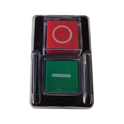 Beefy Waterproof On-Off Electromagnetic Pushbutton Switch For Bench Drill And Grinding Wheel Machine, 125V AC, 10A Rating, Rugged Dustproof Build With Built-In Welding Terminals, CE TÜV Certified, red and green rocker switch