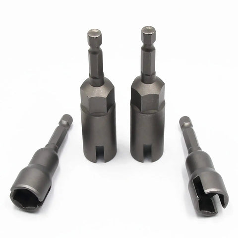 4 Piece Heavy Duty Wing Nut Socket Set With Quarter Inch Hex Shank Power Driver for quick bolt removal and plumbing fittings installation.