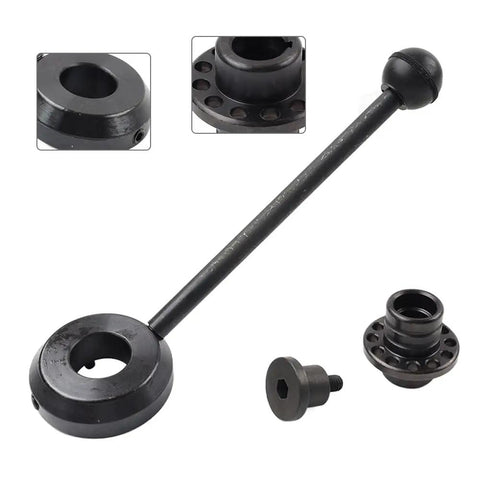 Heavy Duty Quill Handle For Bridgeport Series One Vertical Turret Milling Machine Replacement Fits One Inch Shaft, long black handle with hub.