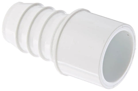 PVC Pipe Fitting Adapter 3/4 Inch Barbed to Spigot Schedule 40 White for connecting different pipe types, corrosion-resistant design