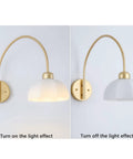 Modern Led Wall Sconce Adjustable Iron Bedside Lamp With E26 E27 Base Sleek Nordic Design showing light on and off effects.
