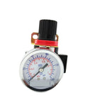 Front view of Air Regulator With Gauge FRL Filter System For Your Pneumatic Tools And Hoses 0.05 To 0.85 MPa, black knob on top