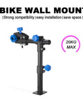 Wall Mount Bike Repair Stand With Telescoping Height From 18.9 to 27.2 Inches, 360 Degree Rotating Clamp, black with blue knobs