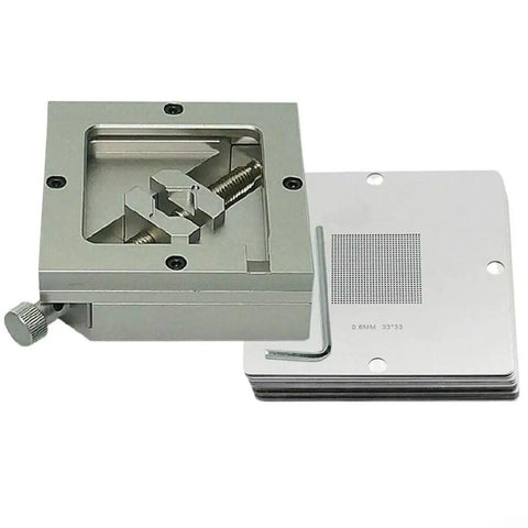 90Mm BGA Reballing Station Metal Table Clamp Soldering Holder With Ten Stencils For PCB Repair, Chip Rework, Motherboard Welding And Electronics Manufacturing