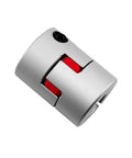 Aluminum Alloy Plum Flexible Shaft Coupling For CNC Machines And Servo Motors 9mm To 12mm Motor Connector Diameter Thirty Millimeters Length Forty Millimeters Zero Backlash Oil Resistant Vibration Dampening And Secure Clamping, silver close-up