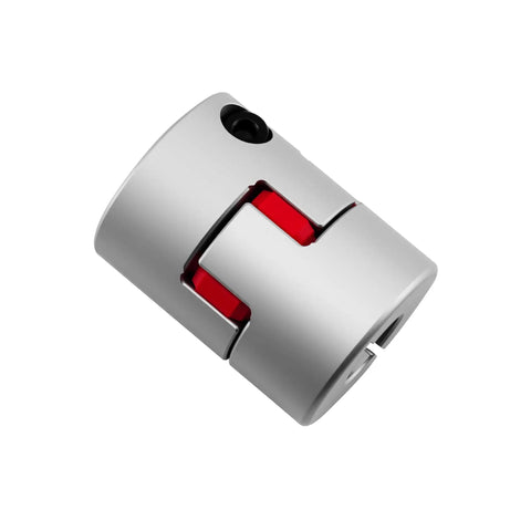 Aluminum Alloy Plum Flexible Shaft Coupling For CNC Machines And Servo Motors 9mm To 12mm Motor Connector Diameter Thirty Millimeters Length Forty Millimeters Zero Backlash Oil Resistant Vibration Dampening And Secure Clamping, silver close-up