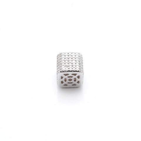 Hella Sparkling Diamond Charm Spacer Beads For Slick DIY Silver Jewelry Craft Projects With Smooth Grip and Dope Gap Fillers. White diamond bead with intricate design.