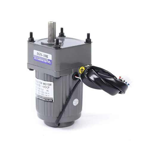 Ac Gear Reduction Motor With Adjustable Speed Controller 110V 15 Watt 0 To 125 Rpm Quiet Operation showing gray motor with 10 mm shaft.