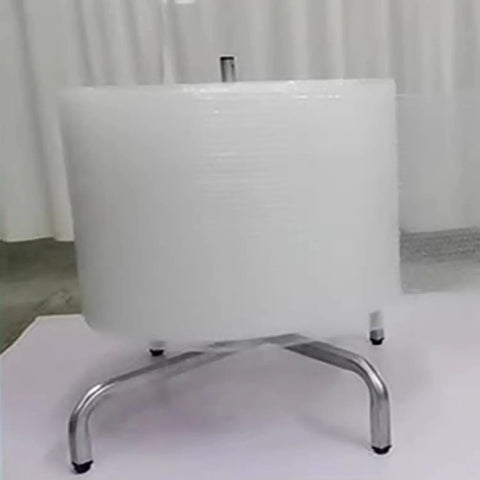 Heavy Duty Vertical Bubble Wrap Dispenser Fits Up To 59 Inch Rolls Solid Film Packing Station with metal frame holding bubble wrap.