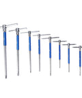 Premium Metric T Handle Hex Key Set Forge From Heavy Duty Chrome Vanadium Steel With Slim Sliding Grip And Compact Foldable Case For Auto Repair Bike Fixes And Daily Hardware Tasks You Can Totally Rely On For Any Tough Job Around The House Or Garage. 8-piece metric T-handle hex keys, blue and silver, sizes 2mm to 10mm