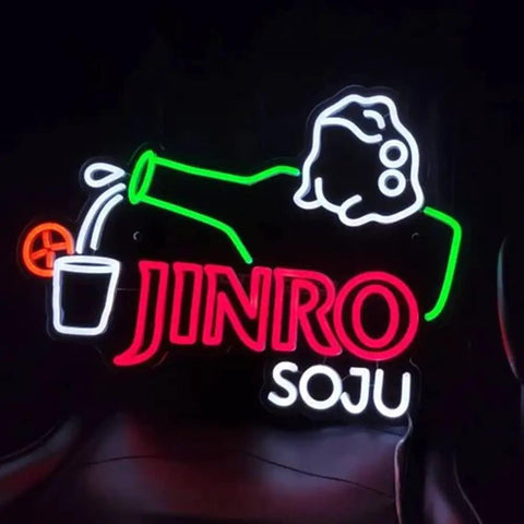 Soju Neon Sign LED Bar Light With Frog Design For Home Bar Club And Party Seventeen Point Seven Inch Wall Decor