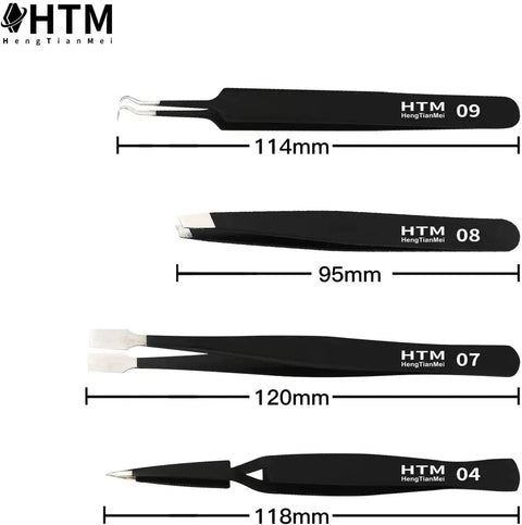 ESD Safe Precision Tweezers Set, 14 Piece Stainless Steel Tweezers For Crafting, Jewelry Making, Electronics And Lab Work