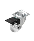 Four Pack 3 Inch PU Transparent Crystal Wheel Casters With Brakes for Cabinets and Furniture Universal Fit Easy Glide Flat Stem Mount
