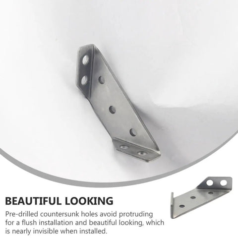Heavy Duty Stainless Steel Trapezoid Shelf Corner Brackets 10 Pack Pro Grade Anti Rust Fasteners with Fixed Non Slip Design