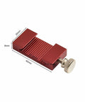 Ruler Stop Fence For Precision Marking And Quick Straight Lines, 20mm Spacing With 26mm Block, Steel Construction, Adjustable Groove And Locking Screw, Built Tough And Easy Setup For High Accuracy Projects, red metal clamp with 20mm and 40mm size markings