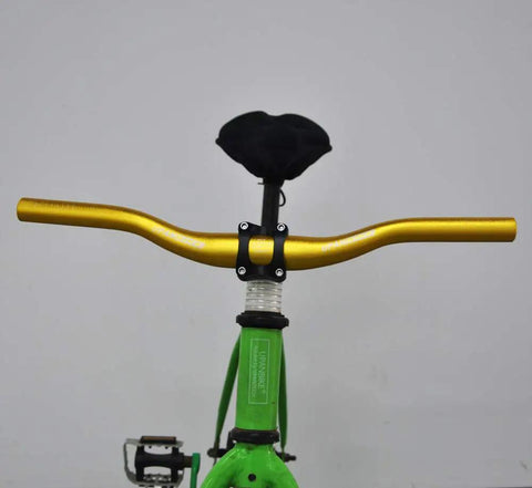 Gold Mountain Bike Riser Bar 31.8mm Clamp 440mm Length For Kids Ergonomic Handlebar on green bike front view