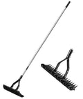 15 Inch Heavy Duty Dethatching Rake With Adjustable Long Handle Metal Turf Rake for grass and lawn cleanup 19 steel tines.