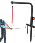 Golf Swing Trainer For Home Practice Easy Install Groover And Training Aid Portable Club Swing Simulator with golfer using product