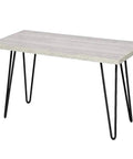 28 Inch Hairpin Table Legs Set Of 4 Heavy Duty Metal Mid Century Modern Dining And End Tables For DIY Projects with wooden tabletop.