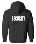 Back view of Security Zippered Hoodie Sweatshirt 2XL Black With White ID 80 Percent Cotton And 20 Percent Polyester Fleece Lined Inside