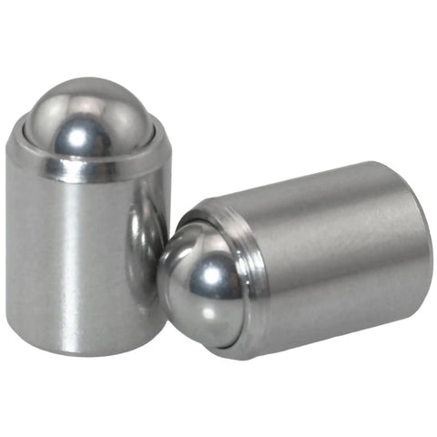 Top Tier 304 Stainless Steel Ball Head Spring Plungers Set Of Six Drop Dead Solid Heavy Duty Locating Pins close-up view.