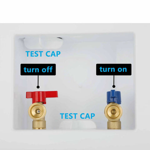 Washing Machine Outlet Box With Center Drain Push To Connect Inlet One Half Inch And Outlet Three Quarter Inch NH Brass Ball Valves