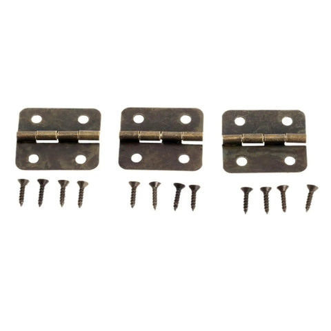 Rotating Concealed Cabinet Hinges Set, 12 Pcs 4 Hole Wood Box Case Door Hardware 19x16mm With Screws shown in detail