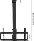 Badass Electric TV Lifter And Height Adjustable Monitor Arm with measurements for mounting large screens securely.