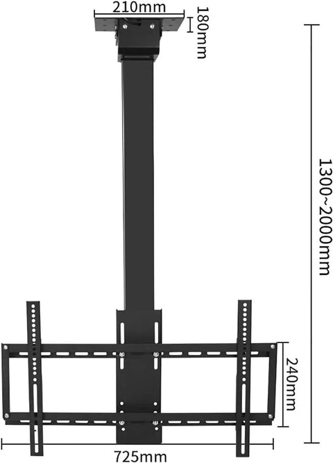 Badass Electric TV Lifter And Height Adjustable Monitor Arm with measurements for mounting large screens securely.