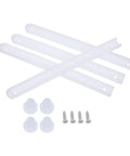 Slick Silent Cabinet Drawer Slides Kit With Mounting Screws, Heavy Duty Dresser Glides Replacement featuring white plastic slides and screws.