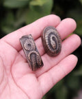 Close-up of Koshirae Tsuba Fuchi Kashira Menuki Set, snake design, premium alloy in black bronze, fitting 68 85 size swords