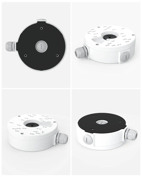 D20 Junction Box For Dome Cameras Waterproof Weatherproof Aluminum Outdoor Mounting Housing shown from various angles