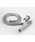Shower System, 10" Rain Head, Handheld, Brushed Nickel, Wall-Mounted parts including hose and handheld sprayer.