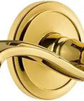 Circulaire Rosette Privacy Lever Set With Portofino Lever In Polished Brass 2.375 Inch Right Handed Durable Solid Forged Brass
