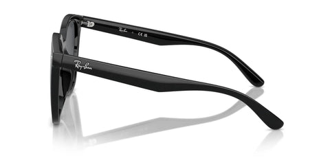 Side view of Dope Square Frame Sunglasses With Black Frames And Dark Grey Lenses, 66mm UV Protection, Model RB4423D