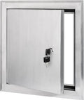Heavy Duty 16X16 Inch Aluminum Access Panel With Insulated Core And Snap Tight Gasket Keyed Cylinder Lock Includes Two Keys for accessing drywall openings.